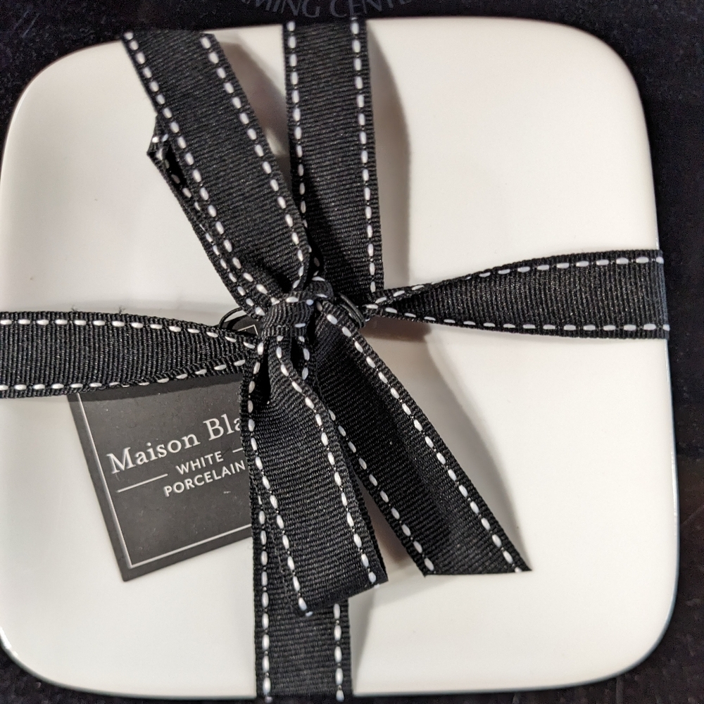 New Maison Blanc White Porcelain set of four appetizer plates 6”*6” each